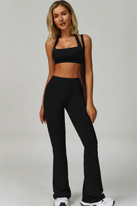 The Bold Halter Sports Bra Flared Leggings 2-Piece Set