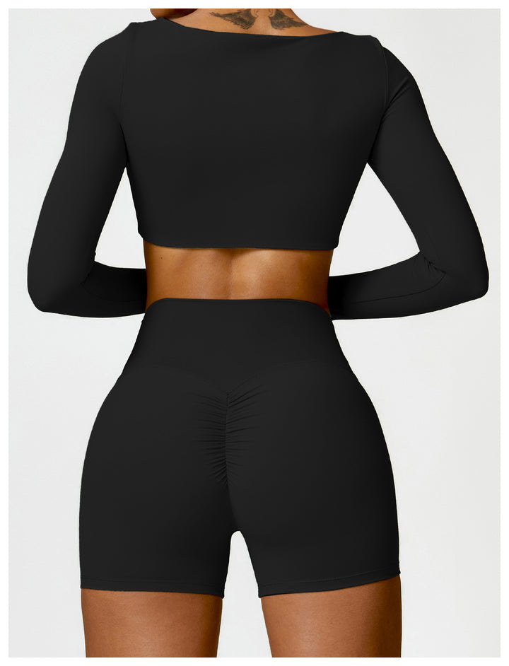 Valenora Long-Sleeve Square-Neck Crop Top