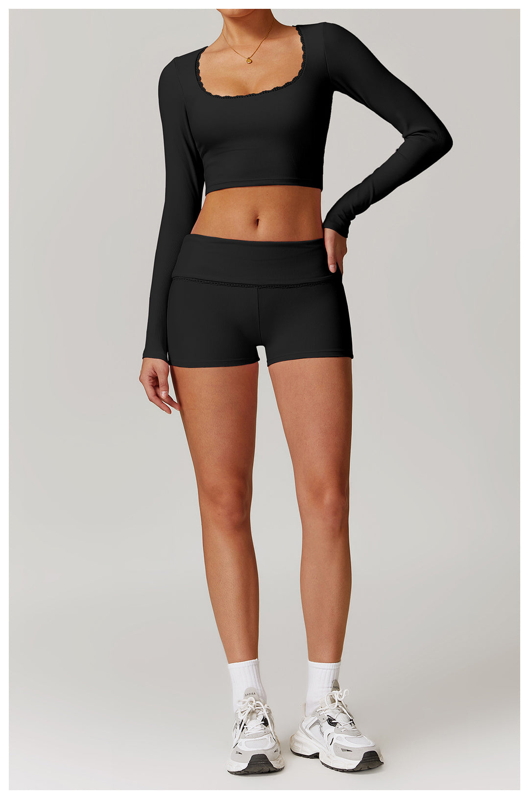 Miran Long-Sleeve Ribbed Crop Top