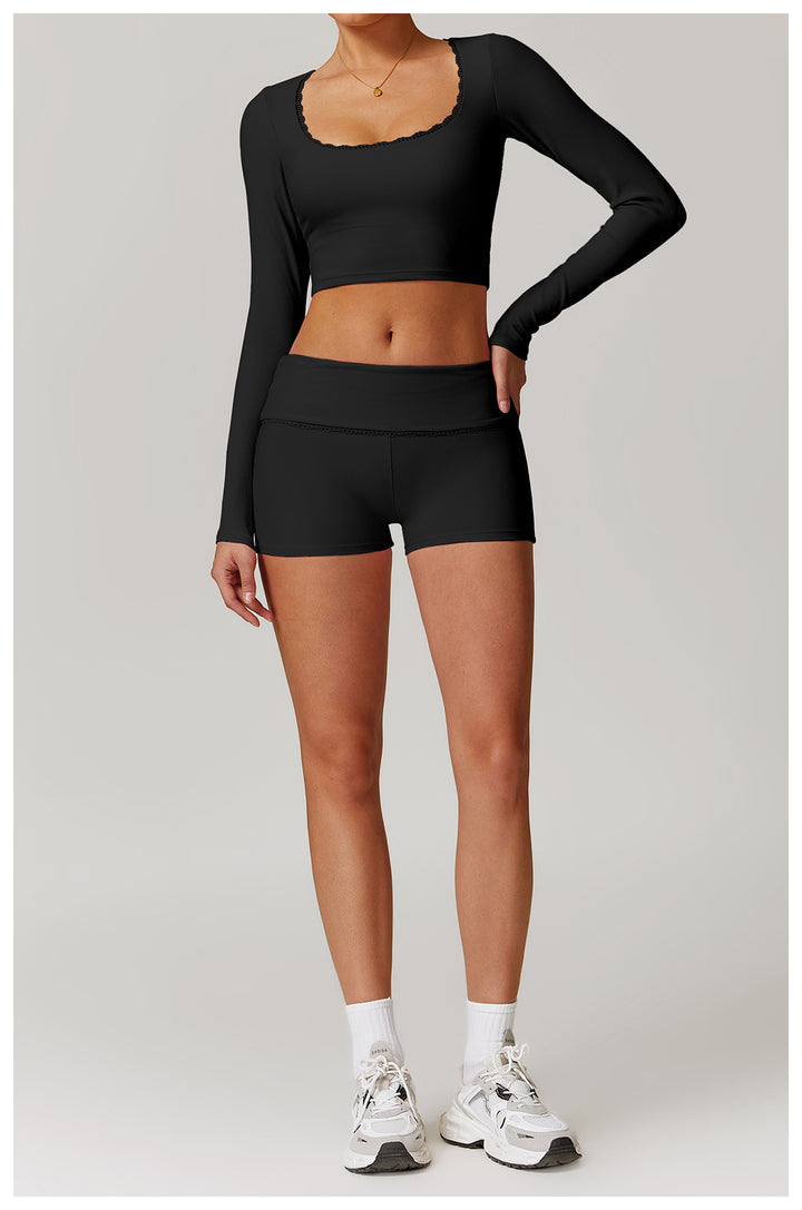 Miran Long-Sleeve Ribbed Crop Top