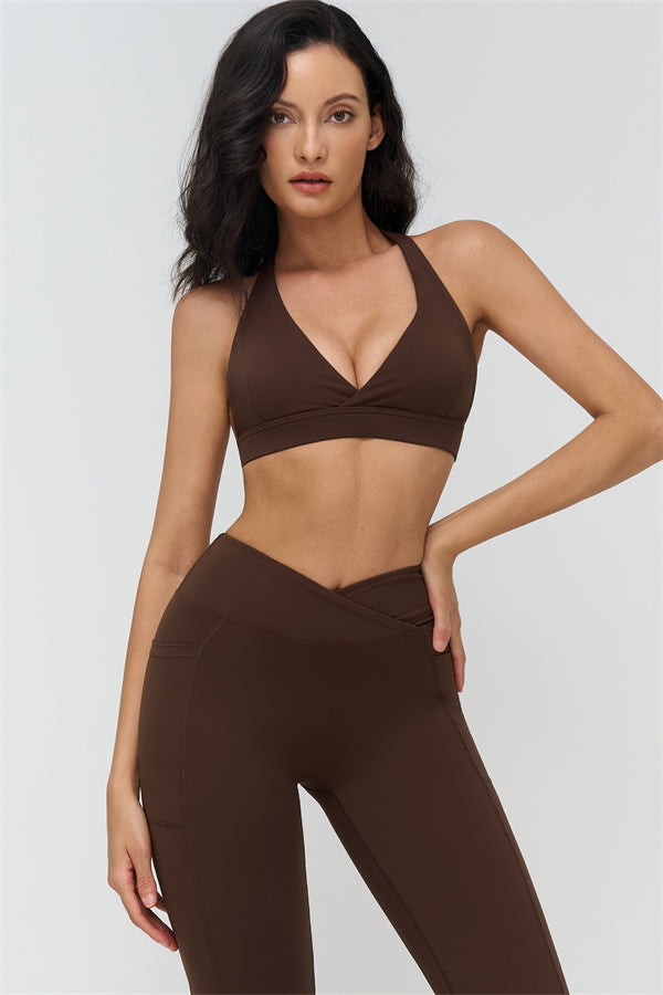The BoldFit Sports Bra Flared Leggings 2-Piece Set — Bistre