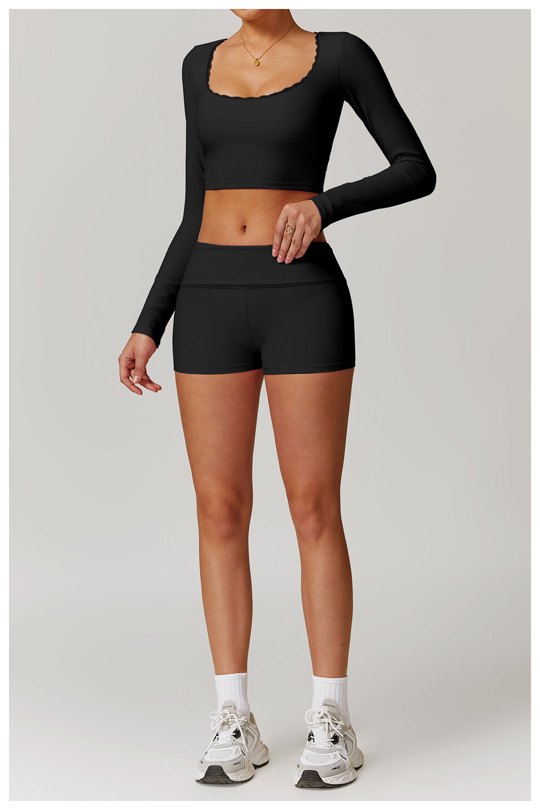 Miran Long-Sleeve Ribbed Crop Top