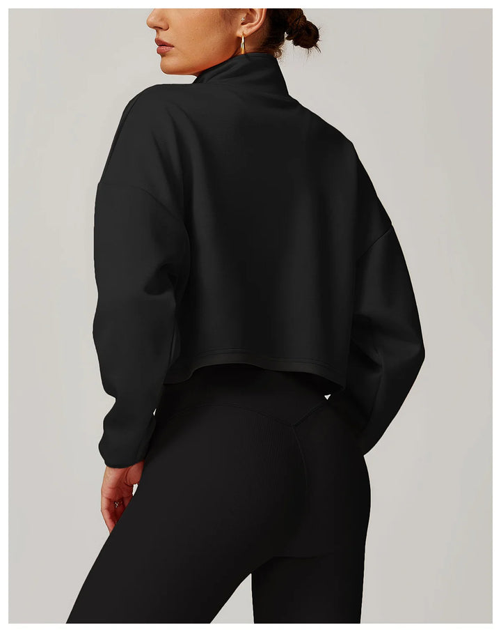 Velden Quarter-Zip Cropped Sweatshirt