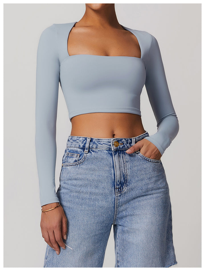 Florayne Long-Sleeve Cutout Crop Top