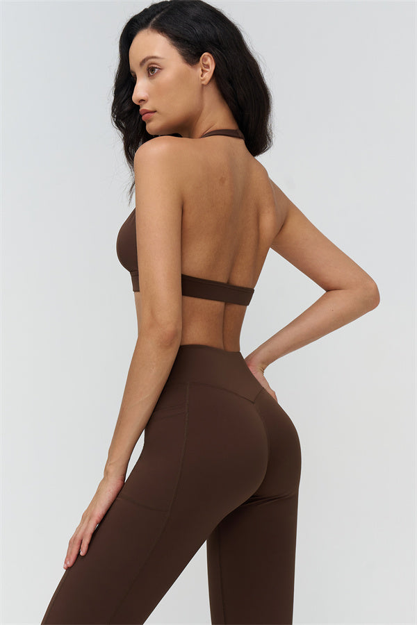 The BoldFit Sports Bra Flared Leggings 2-Piece Set — Bistre - Image 2