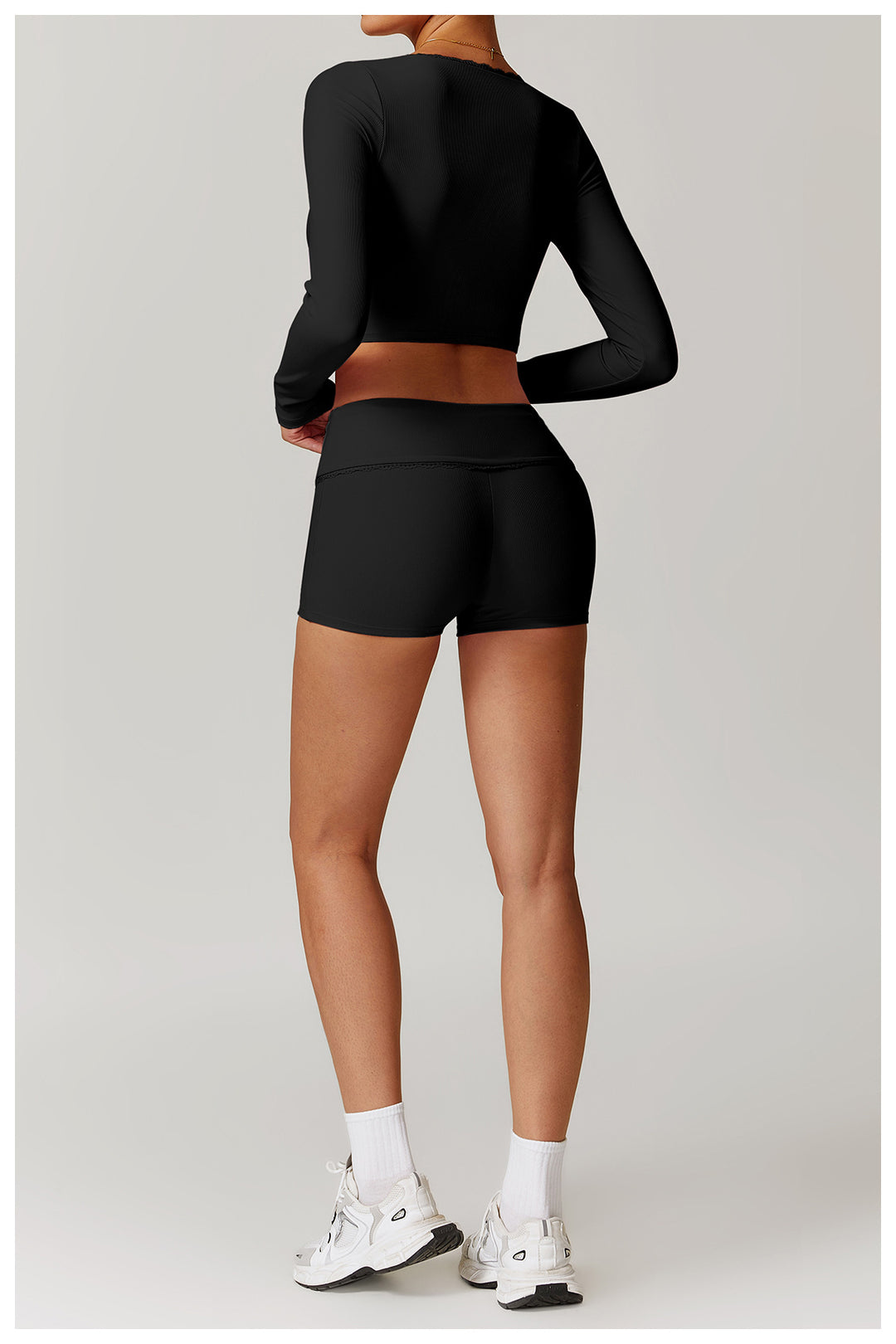 Miran Long-Sleeve Ribbed Crop Top