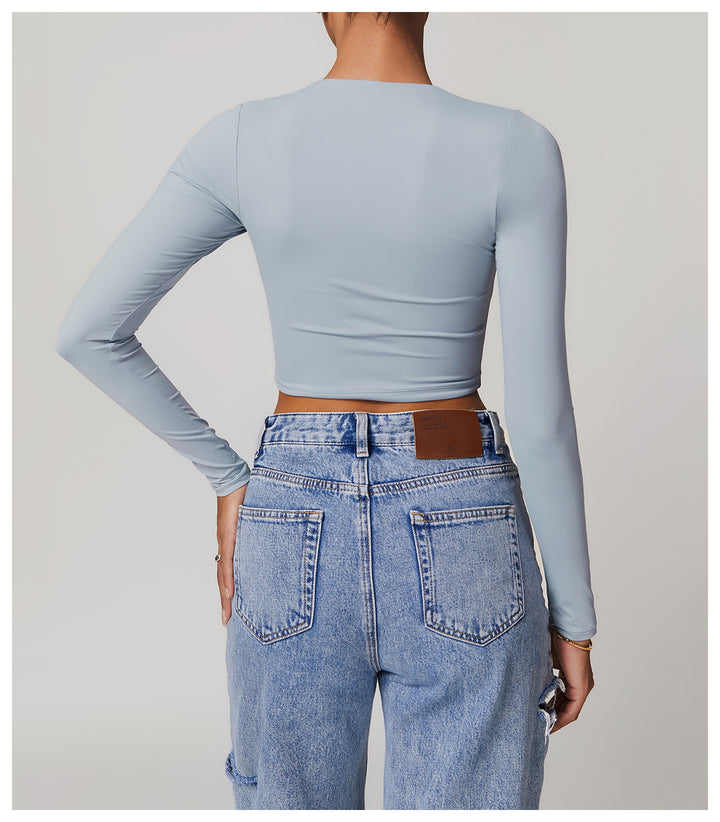 Florayne Long-Sleeve Cutout Crop Top