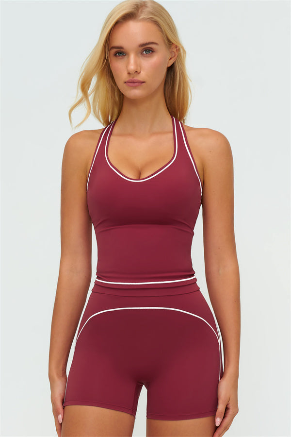 The Amara Crop Top Shorts 2-Piece Set — Burgundy