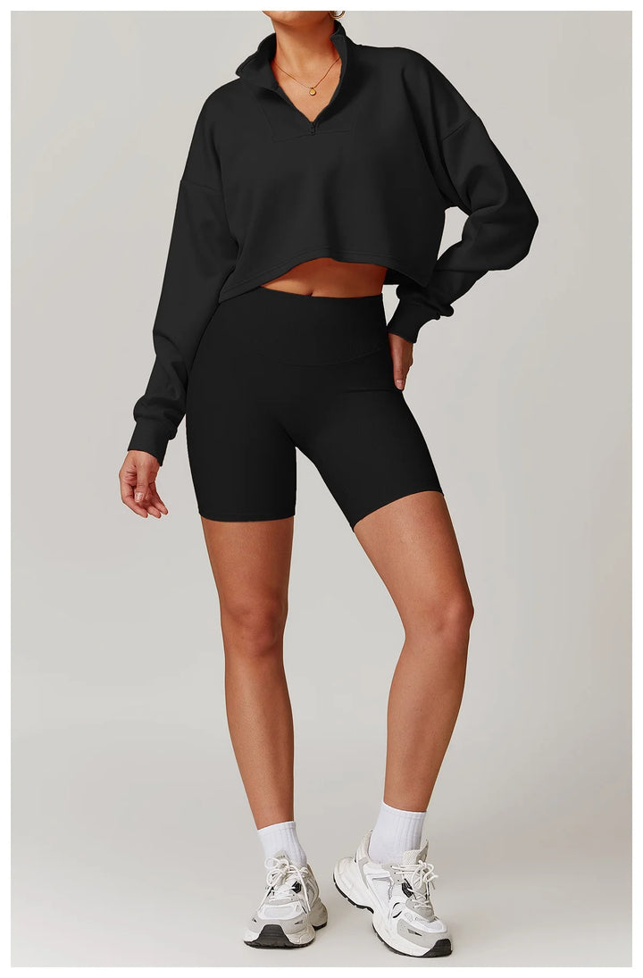 Velden Quarter-Zip Cropped Sweatshirt