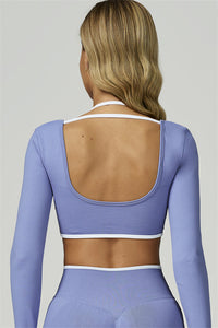 Bali Motion Trim Long Sleeve Crop Top Shorts 2-Piece Set