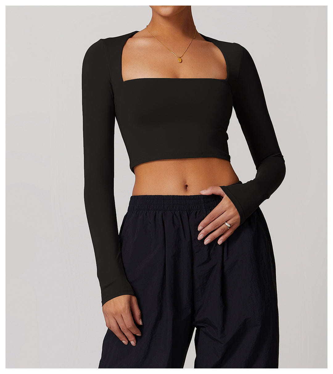 Florayne Long-Sleeve Cutout Crop Top