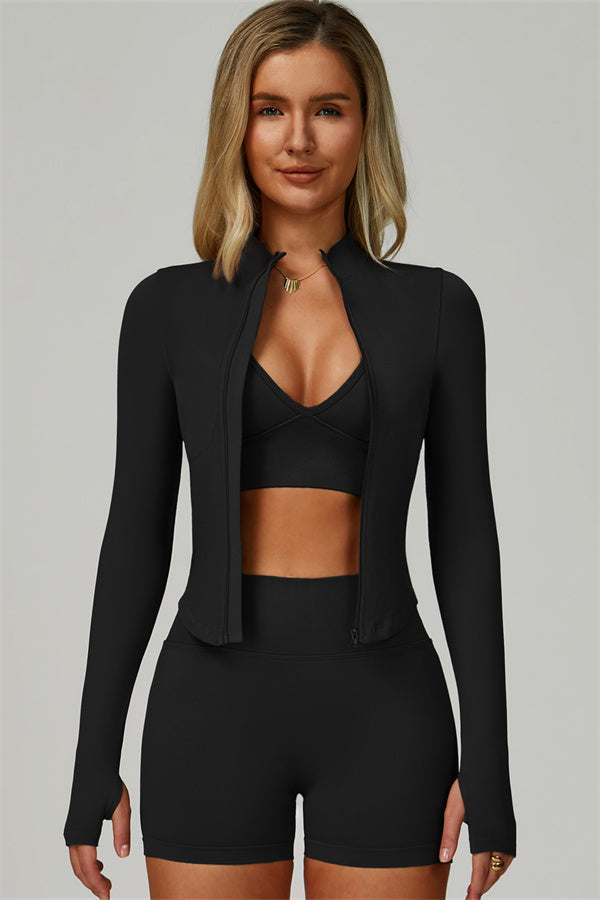 The Lagoon Jacket Sports Bra Shorts 3-Piece Set