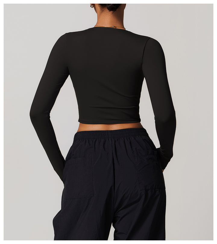 Florayne Long-Sleeve Cutout Crop Top