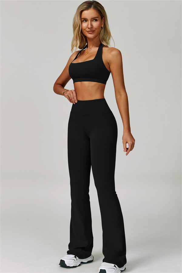 The Bold Halter Sports Bra Flared Leggings 2-Piece Set