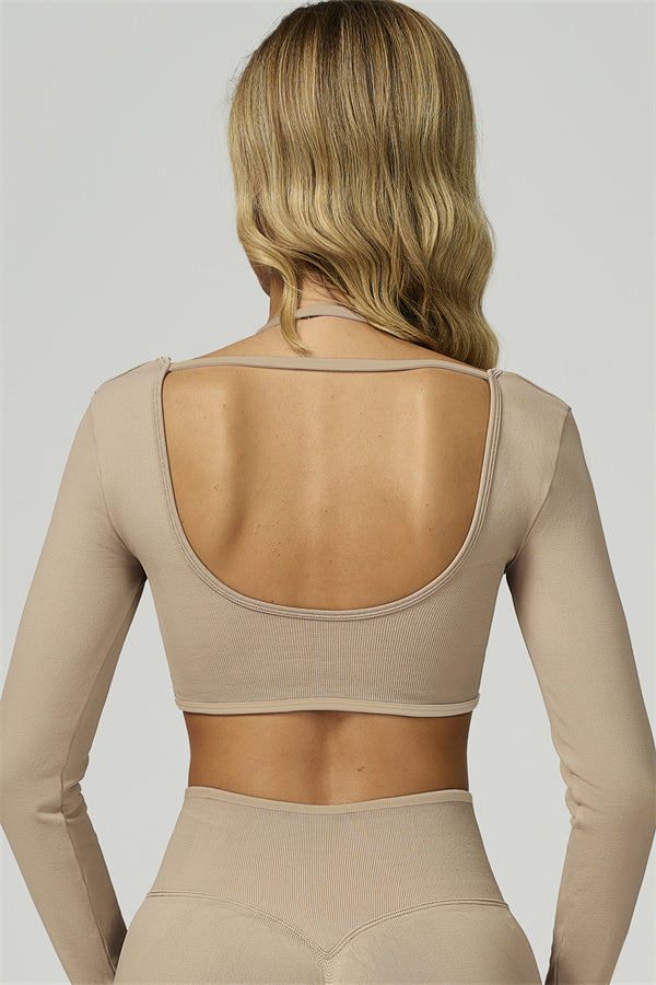 Bali Motion Long Sleeve Crop Top Leggings 2-Piece Set