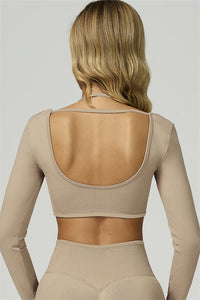 Bali Motion Long Sleeve Crop Top Leggings 2-Piece Set