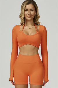 Bali Motion Long Sleeve Crop Top Shorts 2-Piece Set