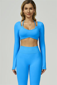 Bali Motion Long Sleeve Crop Top Leggings 2-Piece Set