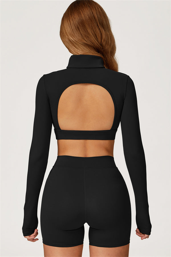 The Axis Crop Top Shorts 2-Piece Set — Black