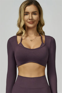 Bali Motion Long Sleeve Crop Top Leggings 2-Piece Set