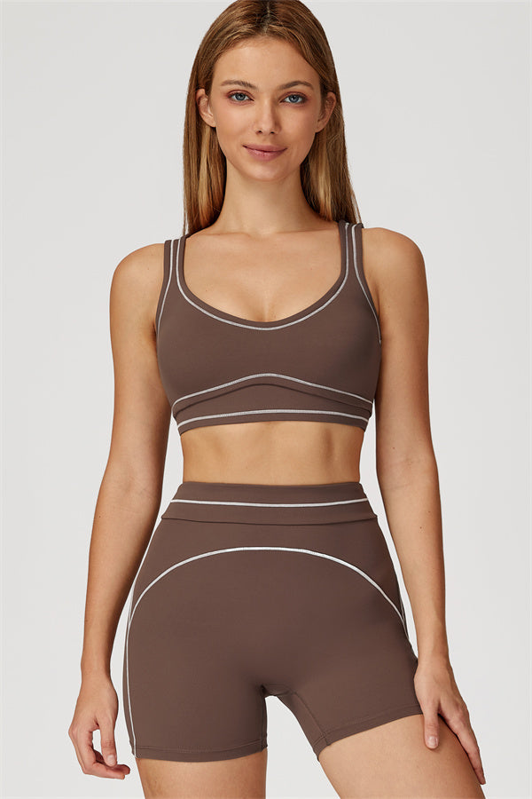 The Amara Sports Bra Shorts 2-Piece Set — Roman Brown
