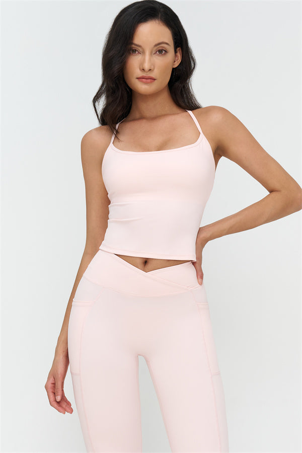 The BoldFit Crop Top Flared Leggings 2-Piece Set — Oyster Pink