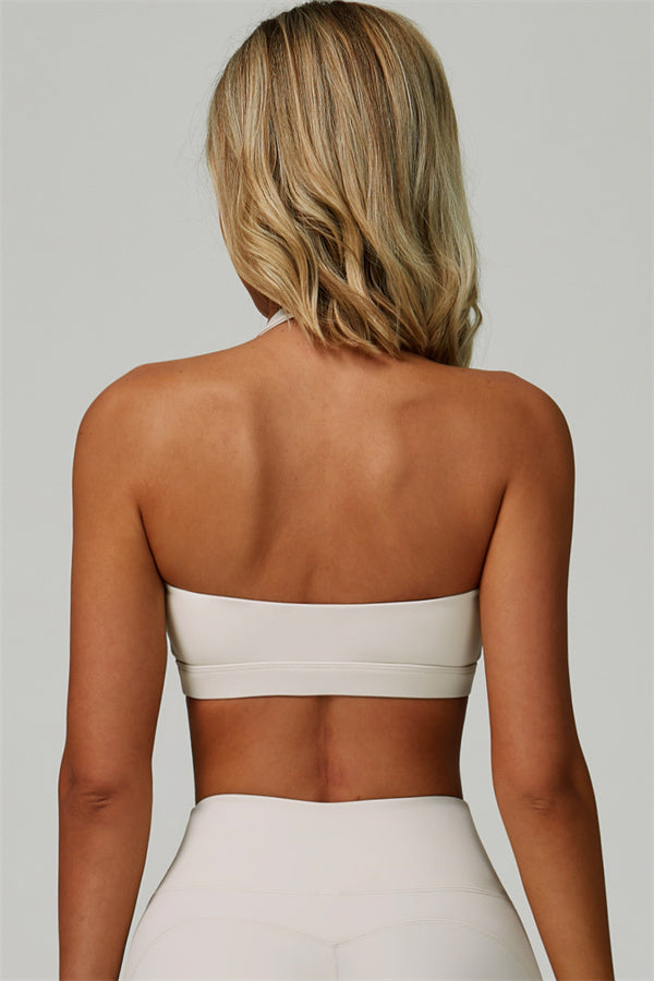 The Bold Halter Sports Bra — Pearl White