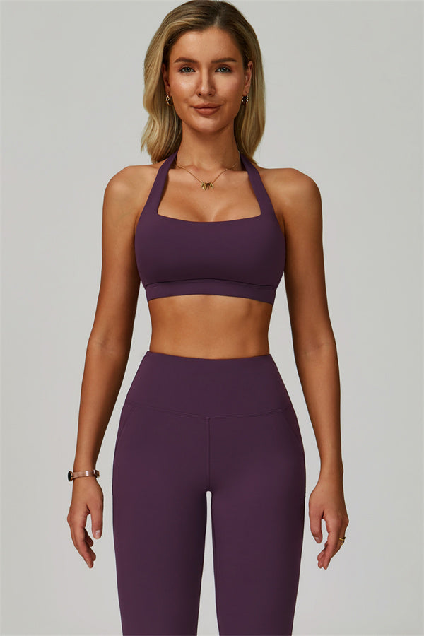 The Bold Halter Sports Bra Flared Leggings 2-Piece Set