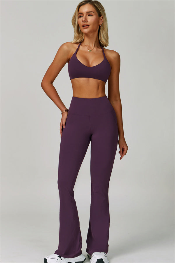 The Bold Cross Back Sports Bra Flared Leggings 2-Piece Set