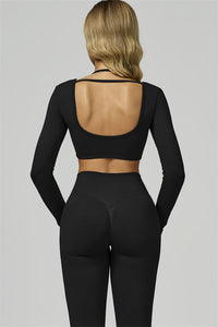 Bali Motion Long Sleeve Crop Top Leggings 2-Piece Set