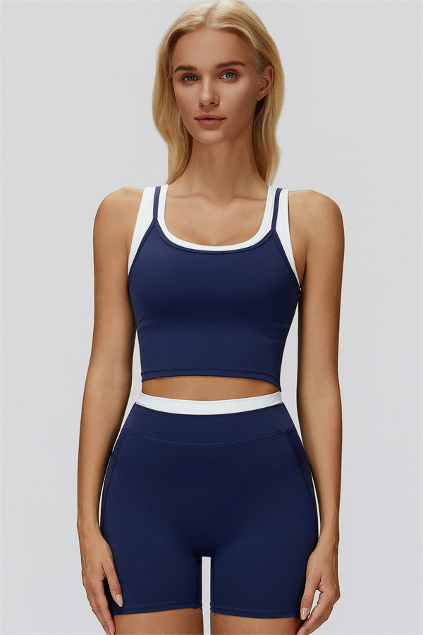 The Canyon Crop Tank Shorts 2-Piece Set — Cobalt