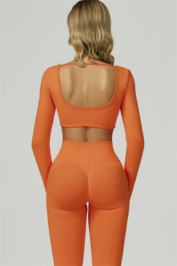 Bali Motion Long Sleeve Crop Top Leggings 2-Piece Set