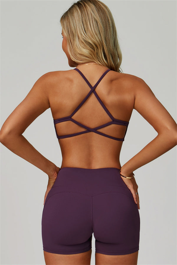 The Bold Cross Back Sports Bra Shorts 2-Piece Set — Matterhorn