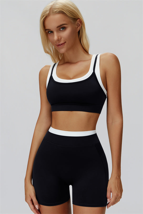 The Canyon Sports Bra Shorts 2-Piece Set — Black