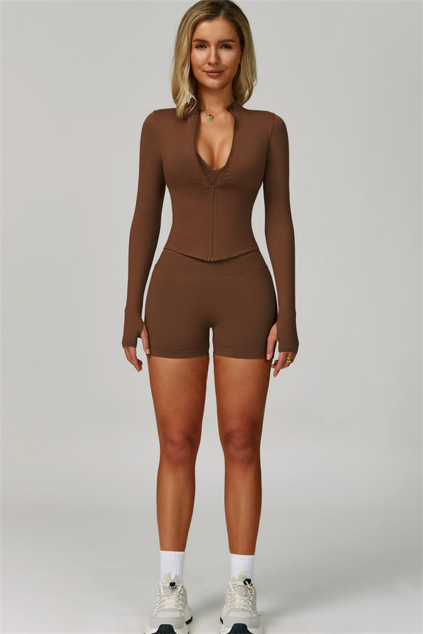 The Lagoon Jacket Sports Bra Shorts 3-Piece Set