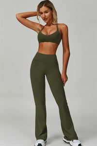 The Bold Cross Back Sports Bra Flared Leggings 2-Piece Set
