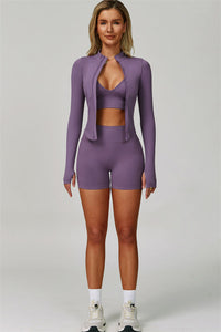 The Lagoon Jacket Sports Bra Shorts 3-Piece Set