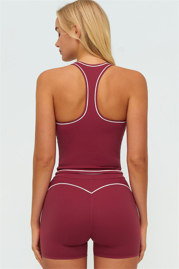 The Amara Crop Top Shorts 2-Piece Set — Burgundy - Image 2