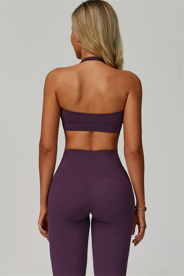 The Bold Halter Sports Bra Flared Leggings 2-Piece Set — Matterhorn