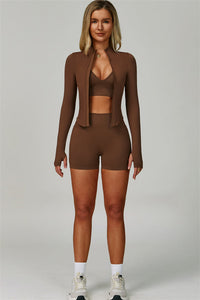 The Lagoon Jacket Sports Bra Shorts 3-Piece Set