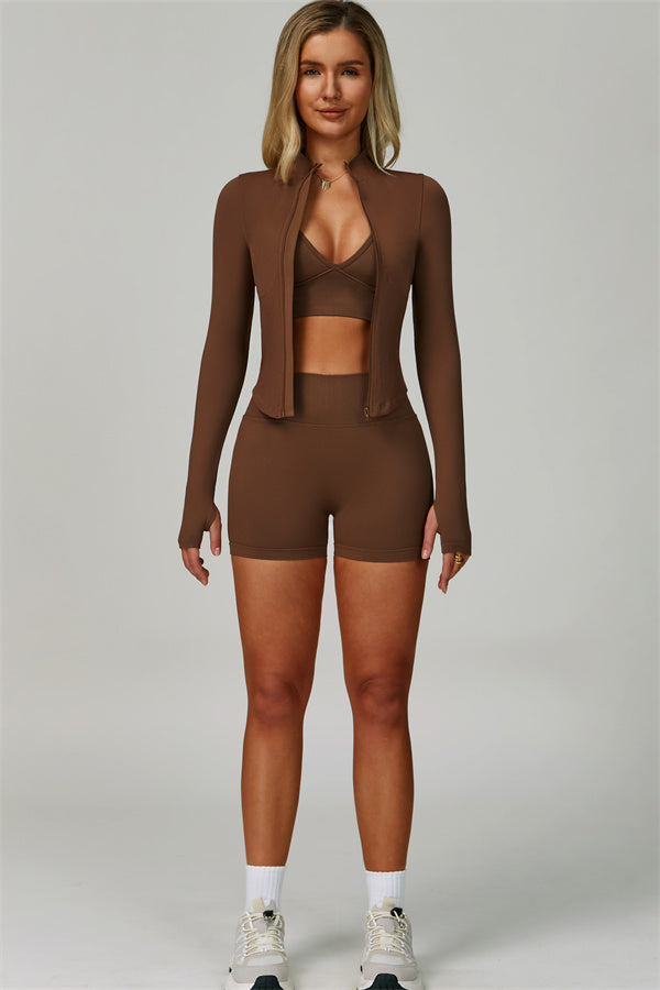 The Lagoon Jacket Sports Bra Shorts 3-Piece Set