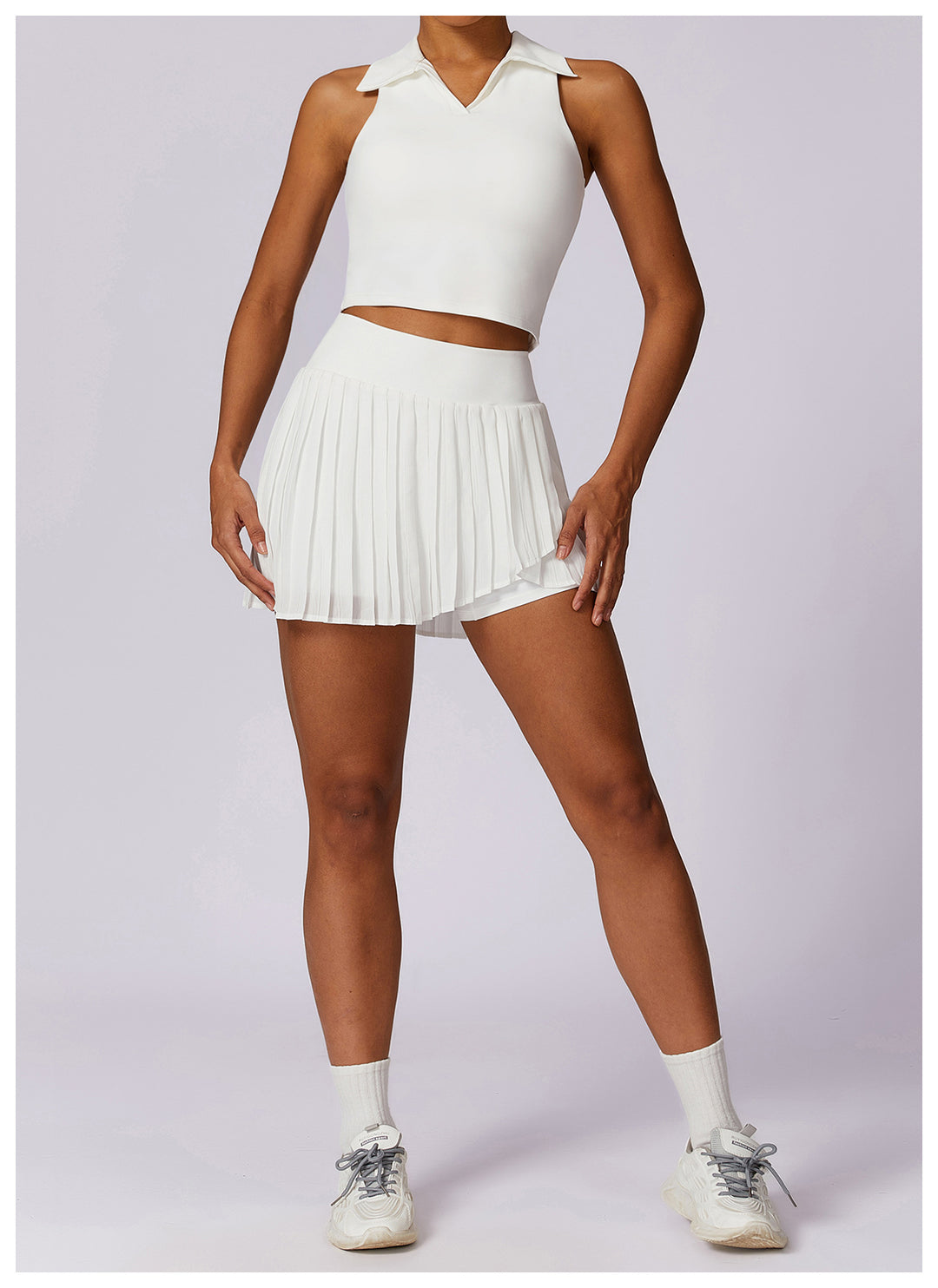 Celura Tennis Collared Cropped Tank