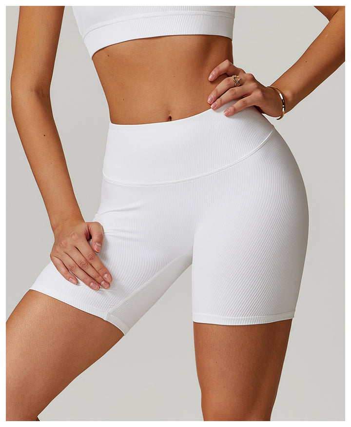 Glen High-Waisted Ribbed Biker Shorts