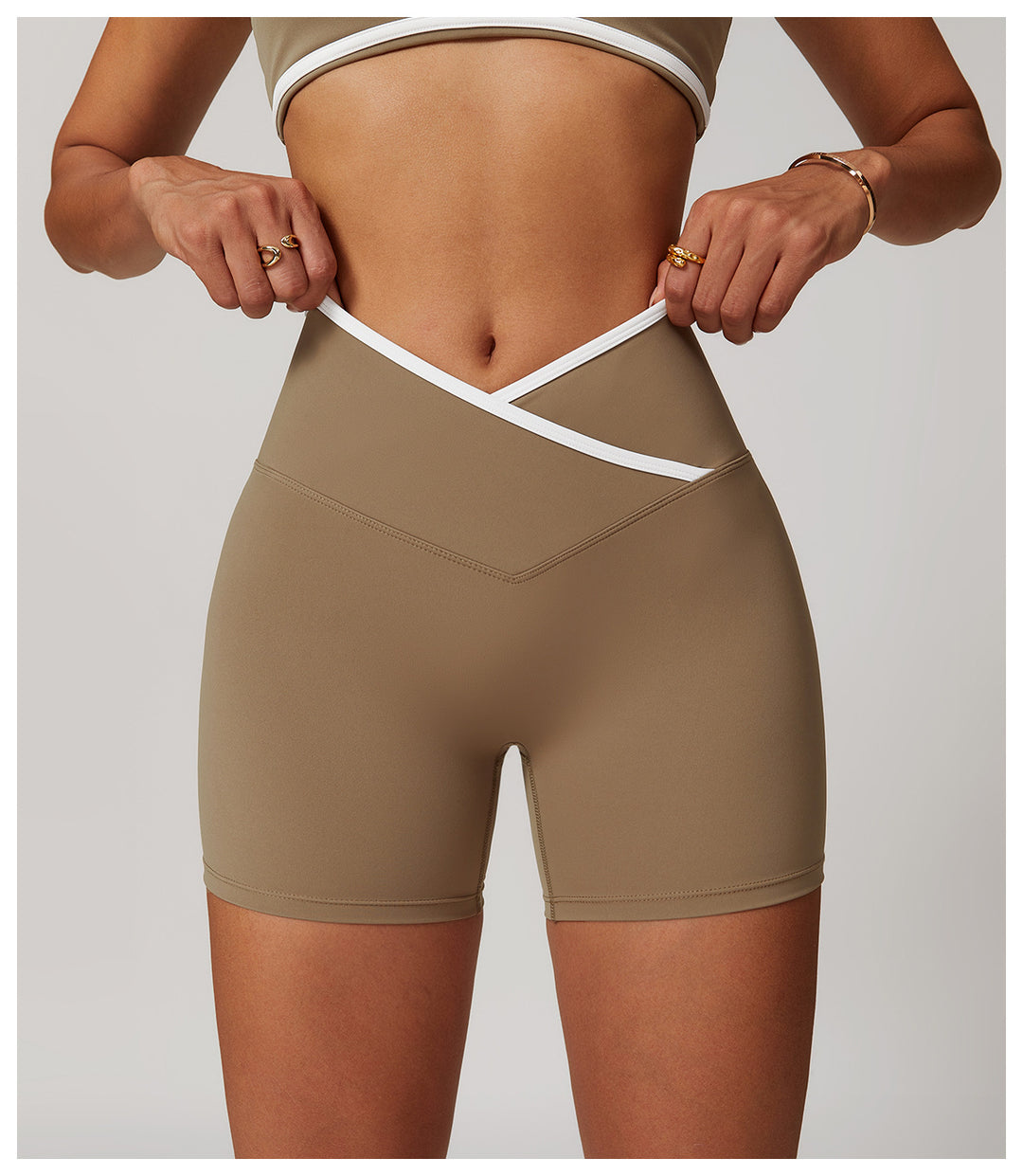 Lunith High-Waisted Cross-Waistband Shorts