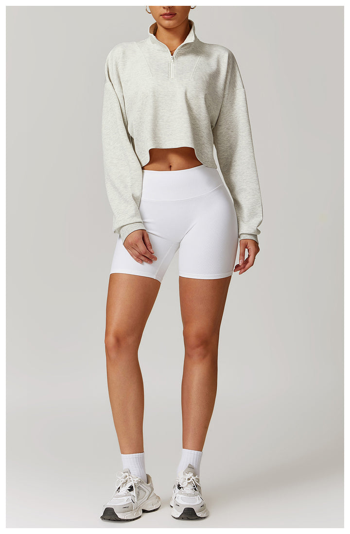 Glen High-Waisted Ribbed Biker Shorts