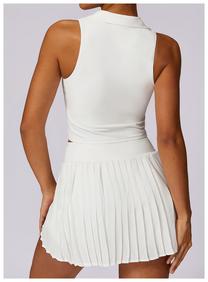 Celura Tennis Collared Cropped Tank