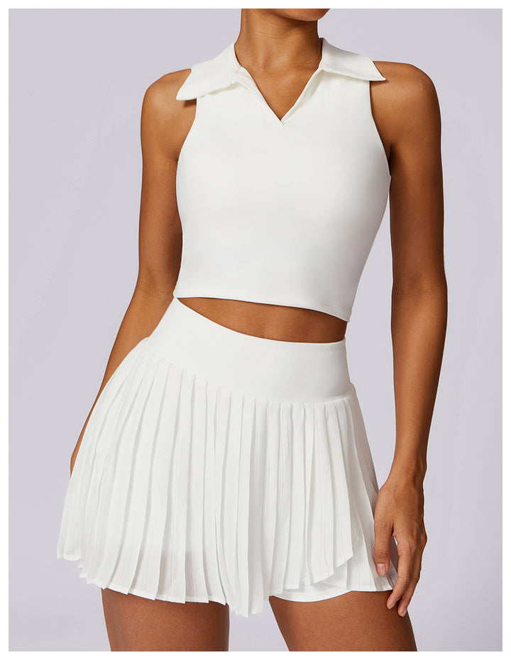 Celura Tennis Collared Cropped Tank