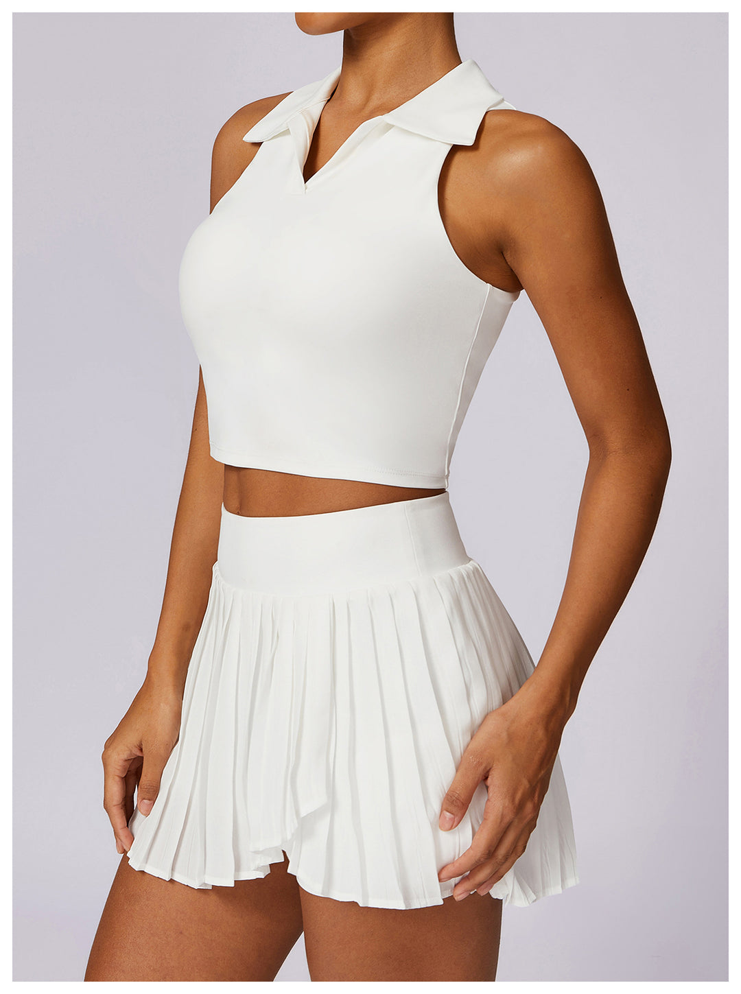 Celura Tennis Collared Cropped Tank