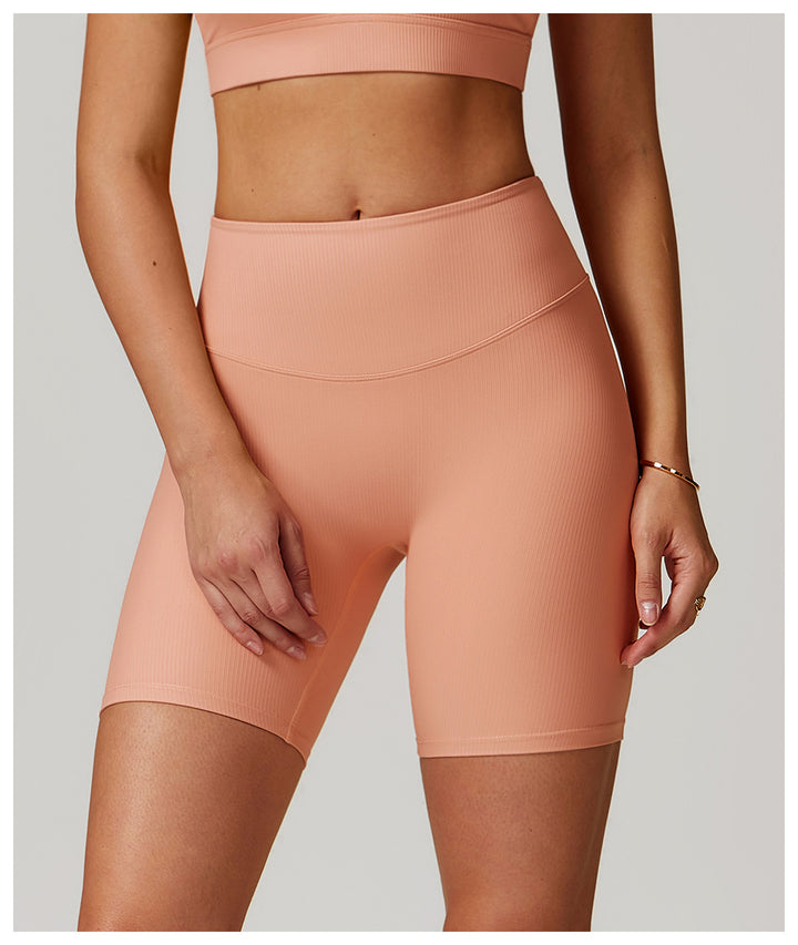 Glen High-Waisted Ribbed Biker Shorts