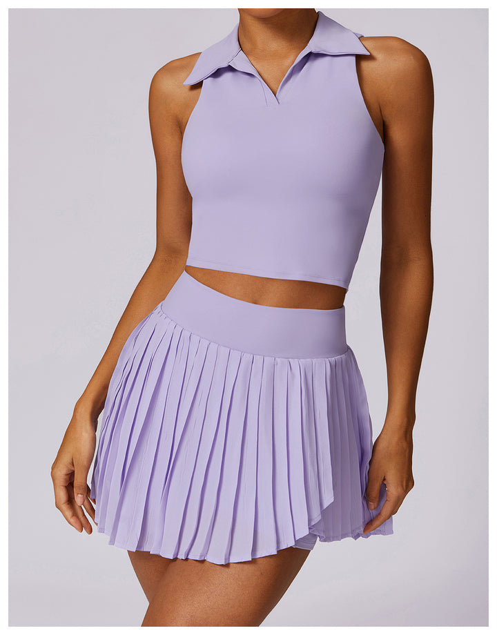 Celura Tennis Collared Cropped Tank